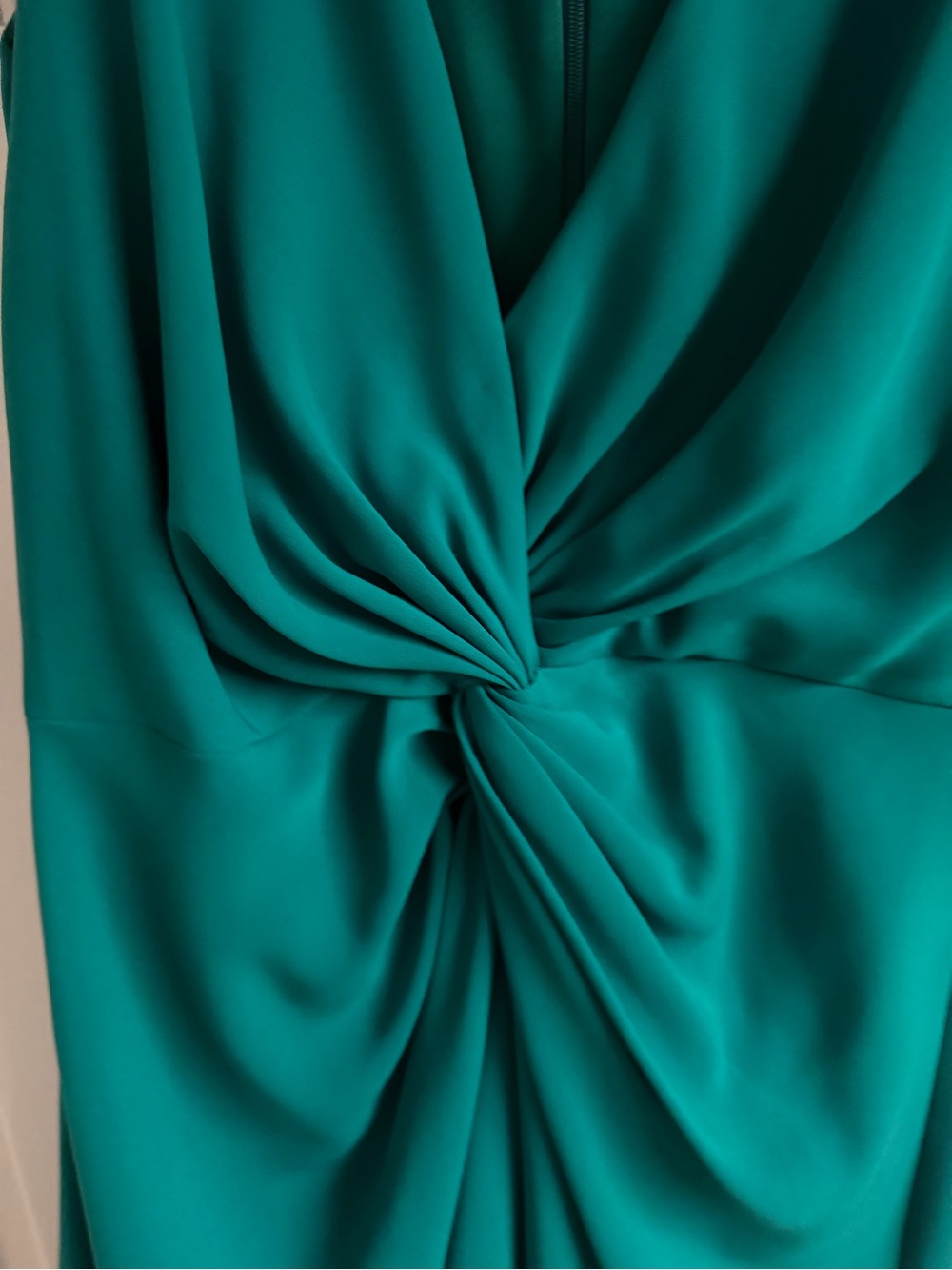 Badgley Mischka Gathered Stretch-Cady Gown - Picture 5 of 7